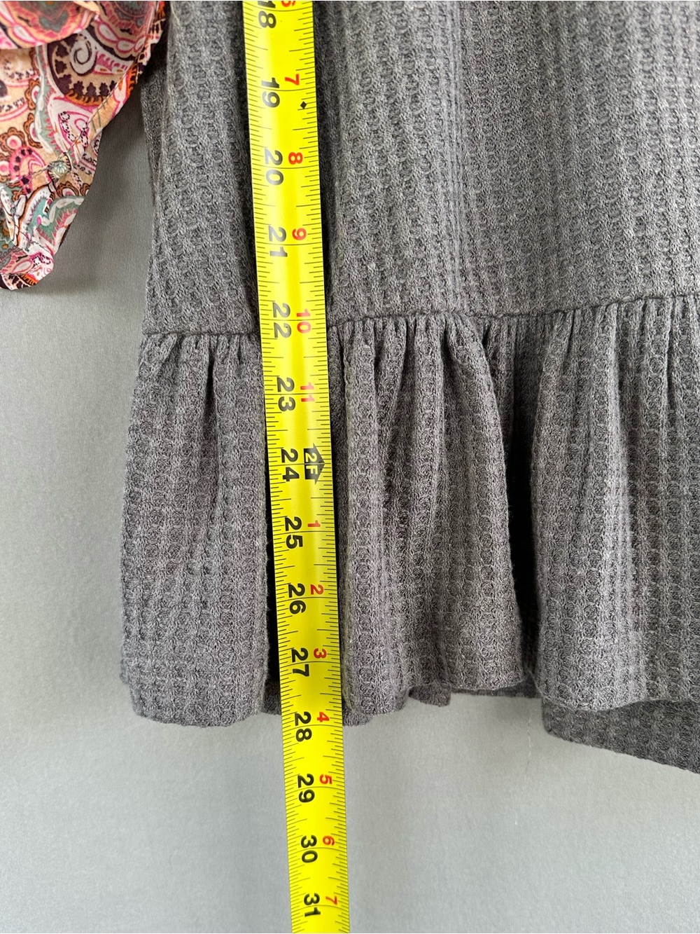 Umgee Gray Mixed-Print Ruffled Hem Blouse - Picture 5 of 8